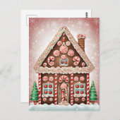 Carte Postale Maison de Noël en pain d'épice, poste (Devant / Derrière)