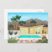 Carte Postale Maison de piscine moderne du milieu du siècle (Devant / Derrière)