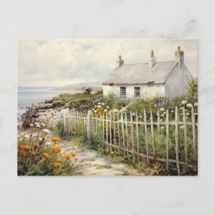 Carte Postale Maison de plage Cottage Bord de mer Clôture Vacanc