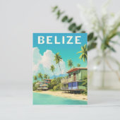 Carte Postale Maison de plage de Belize Voyage (Debout devant)