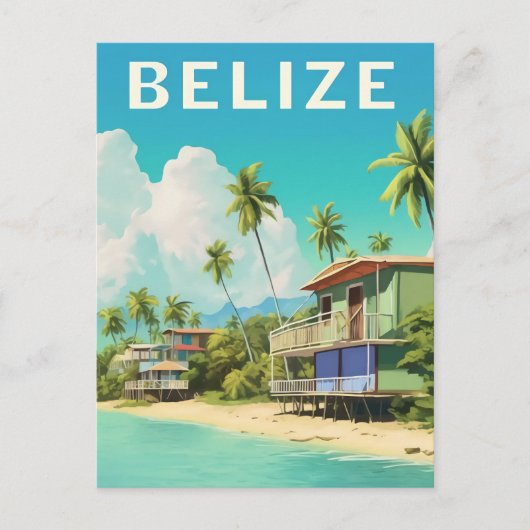 Carte Postale Maison de plage de Belize Voyage  (Devant)