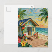 Carte Postale Maison de plage océanique | Garder le contact (Devant / Derrière)