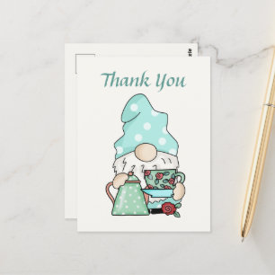 Carte Postale Maison de thé mignonne merci gnome