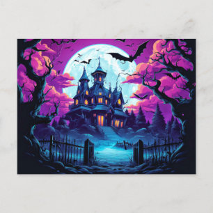 Carte Postale Maison déplaisante hantée Happy Halloween