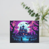 Carte Postale Maison déplaisante hantée Happy Halloween (Debout devant)