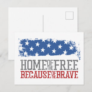 Carte Postale Maison des libres grâce aux braves drapeau américa