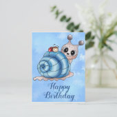 Carte Postale Maison d'escargot bleu (Debout devant)