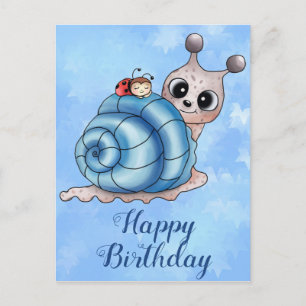 Carte Postale Maison d'escargot bleu