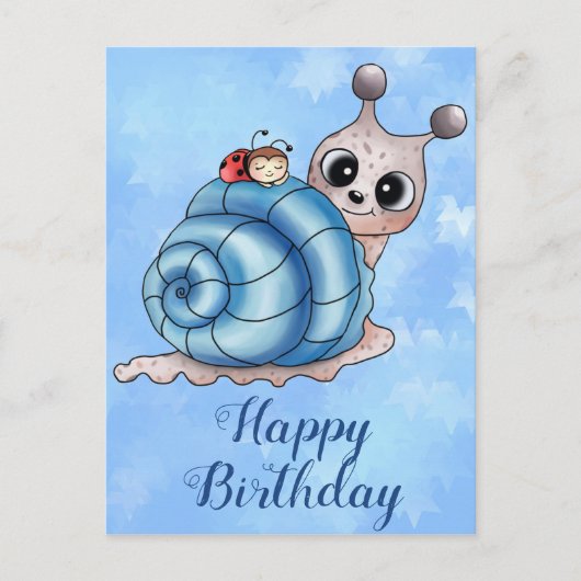 Carte Postale Maison d'escargot bleu (Devant)