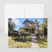 Carte Postale Maison d'Halloween hantée avec des squelettes (Devant / Derrière)