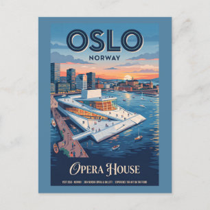 Carte Postale Maison d'opéra d'Oslo Norvège Affiche de voyage vi