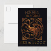 Carte Postale MAISON DU DRAGON | Signe de la Maison Targaryen (Devant / Derrière)