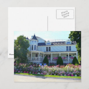 Carte Postale Maison du jardin de fleurs, île Mackinac, Michigan