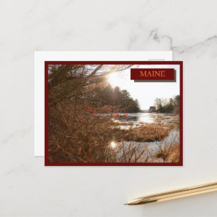 Carte Postale Maison du lac Rouge foncé Bois Kittery Maine Natur