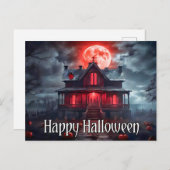 Carte Postale Maison éffrayante ancienne hantée | Bonne Hallowee (Devant / Derrière)