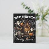 Carte postale 🎃 Maison Éffrayante - NOIR 👻 🕷️ (Debout devant)