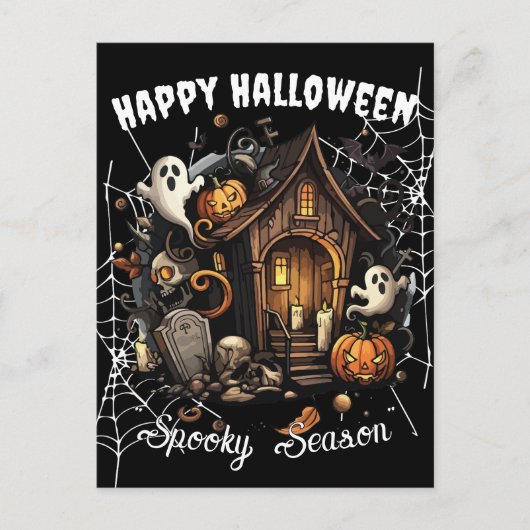 Carte postale 🎃 Maison Éffrayante - NOIR 👻 🕷️ (Devant)