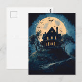 Carte Postale Maison éffrayante sur une colline, concept Hallowe (Devant / Derrière)
