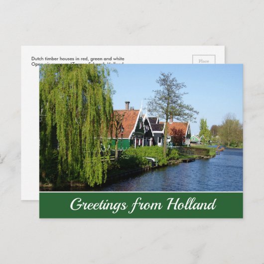 Carte Postale Maison en bois ancienne hollandaise rouge de Zaans (Devant / Derrière)