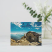 Carte Postale Maison en bois marron à Chandrashila Tungnath en I (Debout devant)