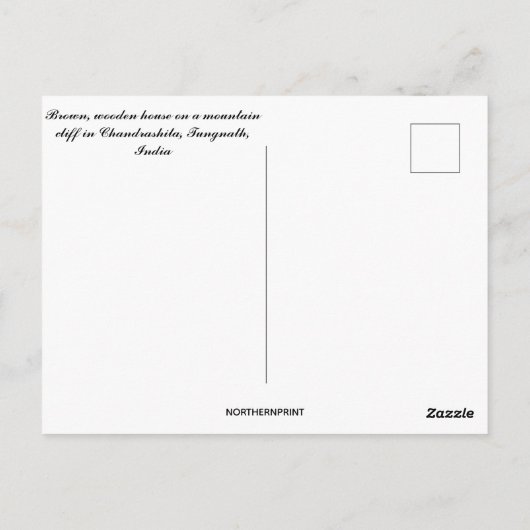 Carte Postale Maison en bois marron à Chandrashila Tungnath en I (Dos)