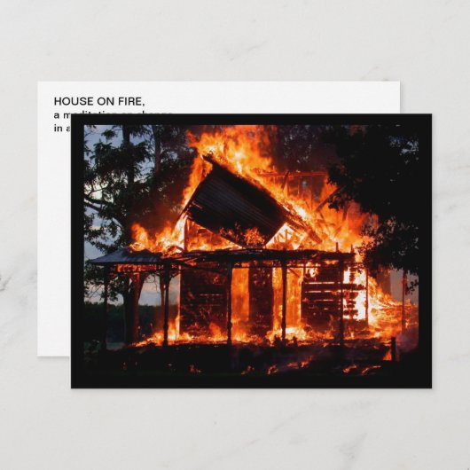 CARTE POSTALE MAISON EN FEU (Devant / Derrière)