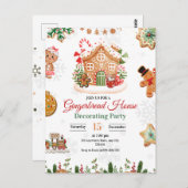 Carte Postale Maison en pain d'épice décorer Noël de fête (Devant / Derrière)