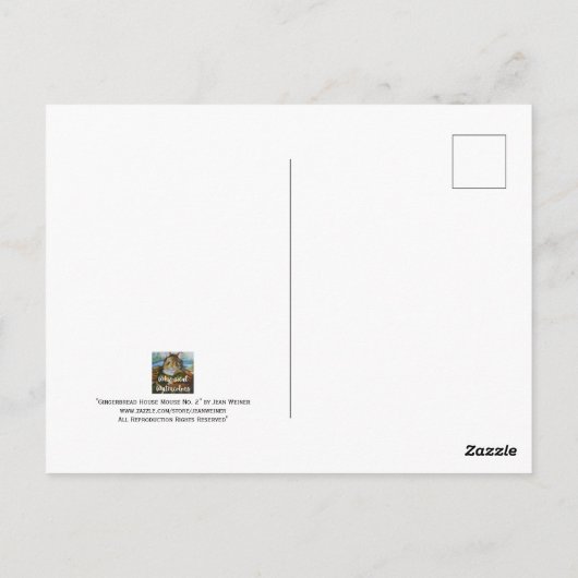 Carte Postale Maison en pain d'épice Souris & Reindeer Aquarelle (Dos)