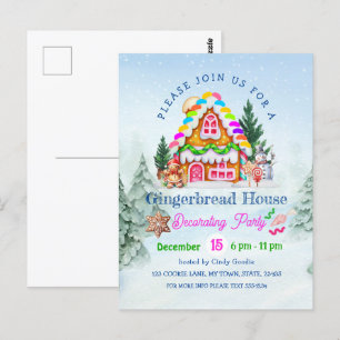 Carte Postale Maison en pain d'épices Décoration fête d'hiver