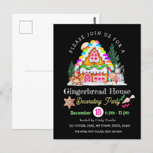 Carte Postale Maison en pain d'épices Décoration Fête Festive