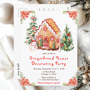 Carte Postale Maison en pain d'épices rouge Fête de décoration