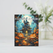 Carte Postale Maison et Citrouilles super Éffrayants (Debout devant)