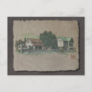 Carte Postale Maison et grange Amish