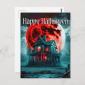 Carte Postale Maison et Pleine lune éffrayante hantée (Devant / Derrière)