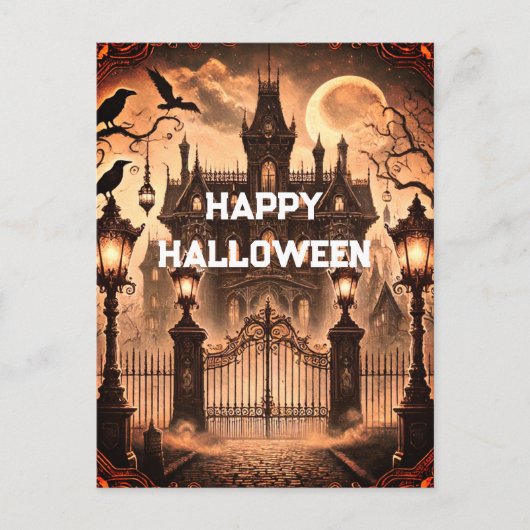 Carte Postale Maison gothique victorienne hantée Halloween Vinta (Devant)