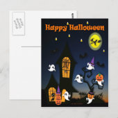 Carte Postale Maison hantée de Halloween joyeux (Devant / Derrière)