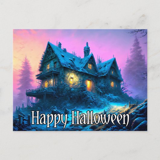 Carte Postale Maison hantée déplaisante | Bonne Halloween (Devant)