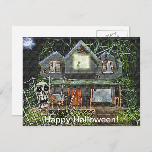 Carte Postale Maison hantée d'Halloween (Devant / Derrière)