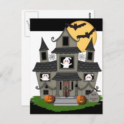 Carte Postale Maison hantée d'Halloween (Devant / Derrière)