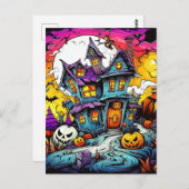 Carte Postale Maison Hantée d'Halloween créative mignonne (Devant / Derrière)