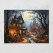 Carte Postale Maison hantée d'Halloween éffrayant (Devant)