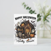 Carte postale 🎃 Maison Hantée Éffrayante - BLANC (Debout devant)