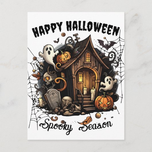 Carte postale 🎃 Maison Hantée Éffrayante - BLANC (Devant)