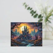 Carte Postale Maison hantée effrayante | Joyeux Halloween (Debout devant)