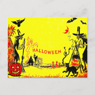 Carte Postale Maison Hantée Fantôme Hibou Citrouille Jack O' Lan