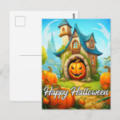 Carte Postale Maison Hantée Festive | Bonne Halloween (Devant / Derrière)