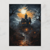 Carte Postale Maison hantée gothique foncé Halloween (Devant)