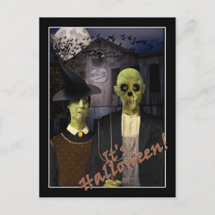 Carte Postale Maison hantée Halloween American Gothic
