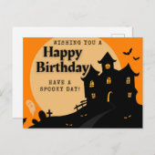 Carte Postale Maison hantée Halloween Anniversaire (Devant / Derrière)