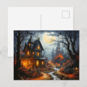 Carte Postale Maison hantée Halloween effrayante (Devant / Derrière)